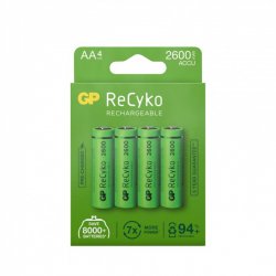 GP ReCyko AA-batteri 2600mAh, 4-pack Återuppladdningsbart