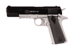 Cybergun Colt 1911A1 Dual Tone Metal Slide Spring Pistol 6mm - Black/Silver