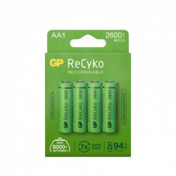 GP ReCyko AA-battery, 2600mAh, 4-pack Rechargeble
