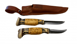 Wood Jewel Swedish Elkhound Double Knife with Opening Knife