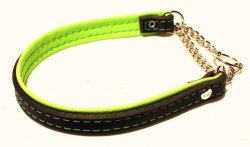 Alac Leather Halfchoker Black With Limegreen Padding