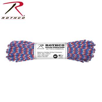 Rothco 550lb Type III Paracord 30m (Färg: Röd / Vit / Blå)