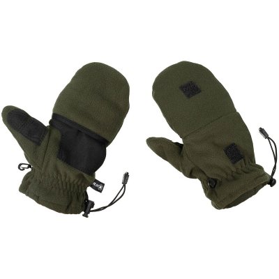MFH Fleece Gloves with Pull Loops - OD Green