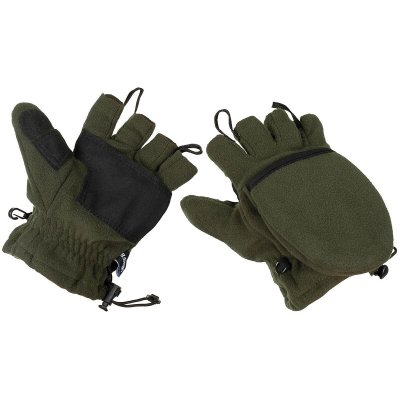 MFH Fleece Gloves with Pull Loops - OD Green