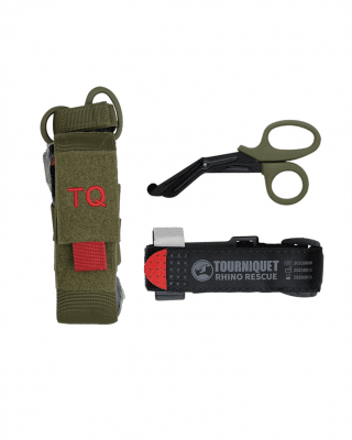 Mil-Tec Rhino Rescue Tourniquet Kit med Sax och Hållare (Färg: Oliv)