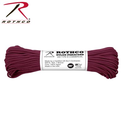 Rothco 550lb Type III Paracord 30m (Färg: Burgundy)