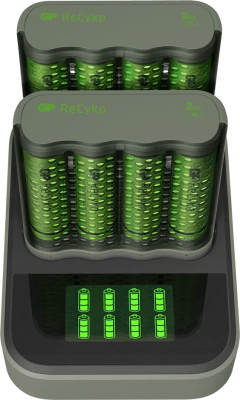 GP ReCyko 2st Speed Batteriladdare med laddstation + 8st AA 2600mAh