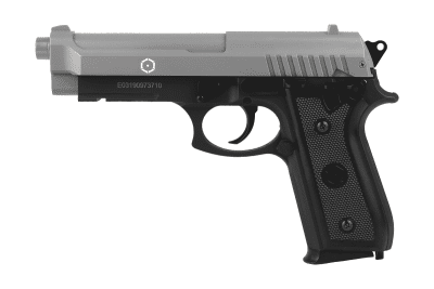 Cybergun PT92 Metalslide Spring Pistol 6mm - Silver/Black Value Pack