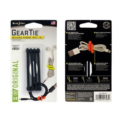 Nite Ize Gear Tie 3 4st (Färg: Svart)