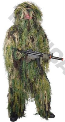 MFH Ghillie Suit Woodland 4pcs kit M/L