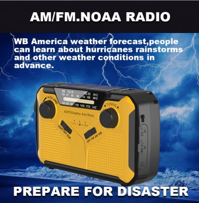 Sayin 369 Hand Crank Radio with Flashlight and Solar