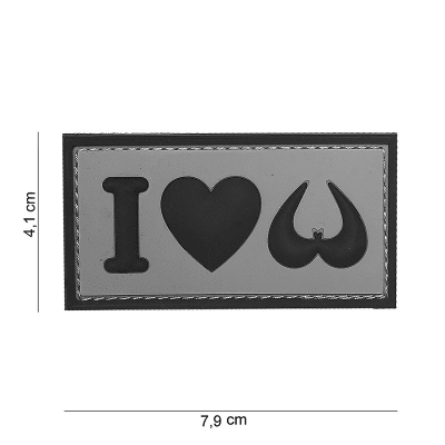 101 INC PVC Patch - I Love Boobies (Färg: Grå)