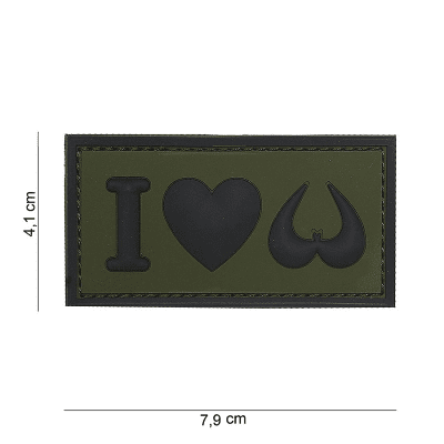 101 INC PVC Patch - I Love Boobies (Färg: Grön)