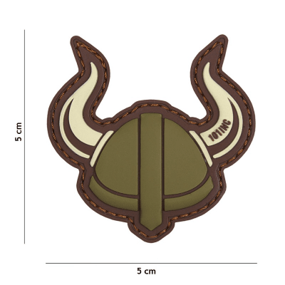 101 INC PVC Patch - Viking Helmet (Färg: Grön/Brun)