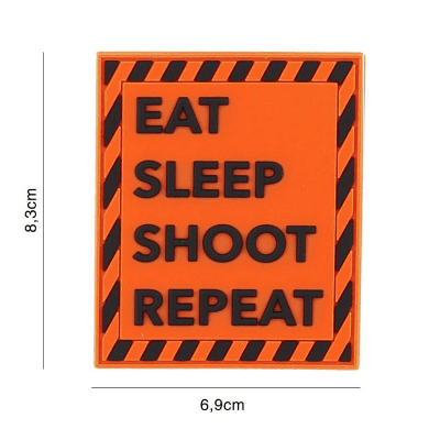 101 INC PVC Patch - Eat Sleep Shoot Repeat (Färg: Orange)