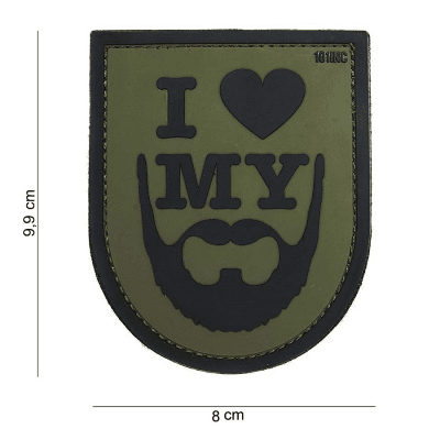 101 INC PVC Patch - I Love My Beard (Färg: Grön)