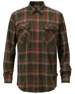 Pinewood Prestwick Exclusive Skjorta Herr (Färg: Green/Burned Orange, Storlek: Small)