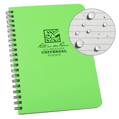 Rite In The Rain Side Spiral Notebook, 18x12cm - Hi Vis Green
