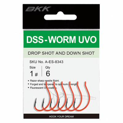 BKK DSS-Worm UVO Dropshot/Rig Hook (Orange) #2