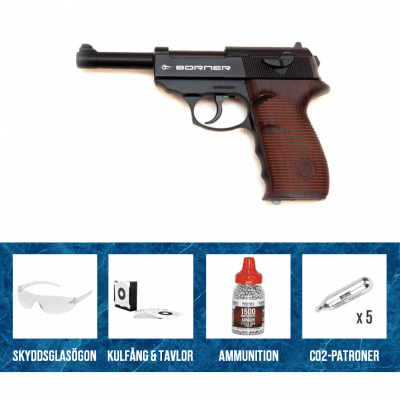 Borner C41 P38 4,5mm BBs CO2 NBB Startpaket