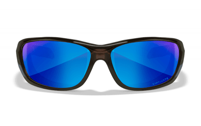 WileyX Gravity Captivate Polarized Blue Mirror Lenses Black Crystal Frame