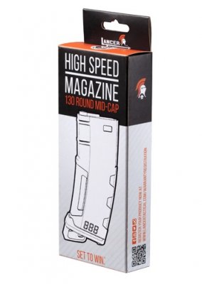 Lancer Tactical Magasin - Speed Mid-Cap 130rds M4 AEG 6mm - Svart