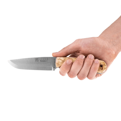 Joker Scandi Bushcraft Knife - Curly Birch