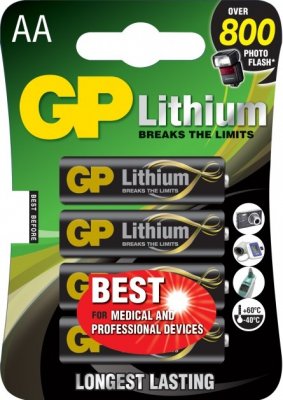 GP Litium Batteri AA/LR6 4st