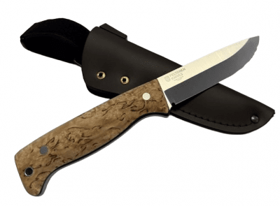 Peltonen M07 Full Tang with Leather Sheath - Curly Birch
