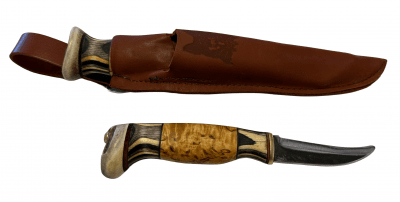 Wood Jewel Swedish Elkhound Double Knife with Opening Knife