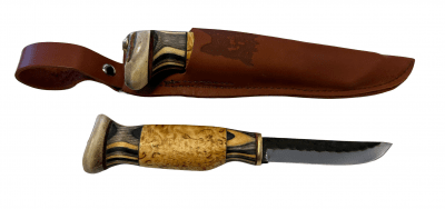 Wood Jewel Swedish Elkhound Double Knife with Opening Knife