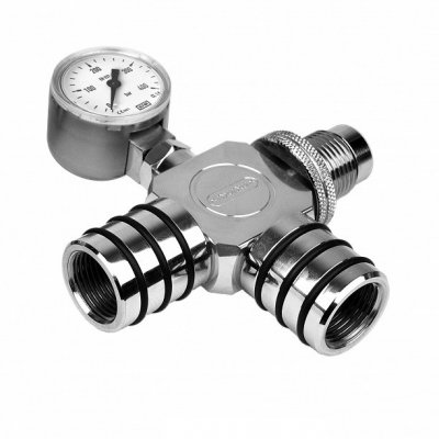 Manta Air Line Splitter w. Pressure Gauge