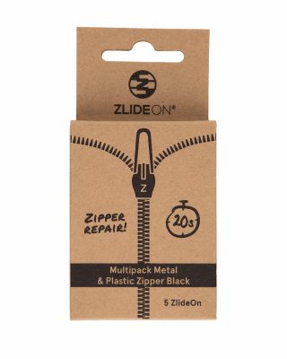ZlideOn Multipack Normal Metal & Plastic Zipper - Black