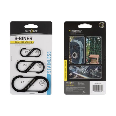 Nite Ize S-Biner Karbinhake Stål 3-Pack (Färg: Svart)