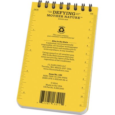 Rite In The Rain Notebook, 7,5x12,5cm - Yellow