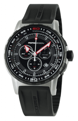 MomoDesign Pilot Pro Chrono Svart/Röd 46mm Gummi