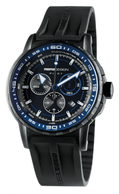 MomoDesign Pilot Pro Chrono Svart/Blå 46mm Gummi