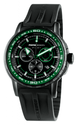 MomoDesign Pilot Pro Chrono Svart/Grön 46mm Gummi