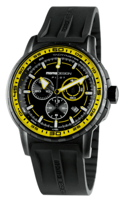 MomoDesign Pilot Pro Chrono Svart/Gul 46mm Gummi