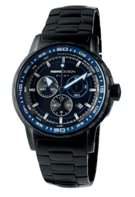 MomoDesign Pilot Pro Chrono Svart/Blå 46mm PVD stål