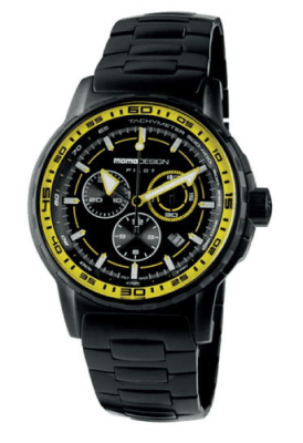 MomoDesign Pilot Pro Chrono Svart/Gul 46mm PVD stål