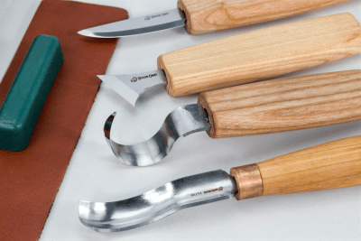 BeaverCraft S19 Spoon Carving Set of 4 Tools in a Book Case