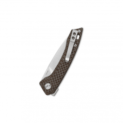 QSP Leopard Linerlock Brown Textured Micarta