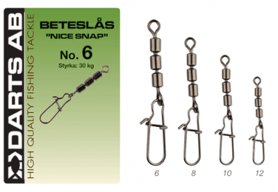Darts Beteslås med Trippel Lekande "Nice Snap" (Storlek & Antal: #10 5 Pack)