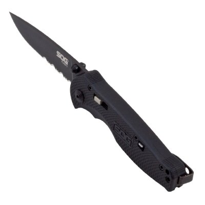 SOG Flash I Partially Serrated Black TiNi