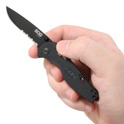 SOG Flash I Partially Serrated Black TiNi