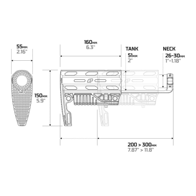 Planet Eclipse EMC Adjustable Tank Stock - Svart