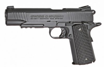 Swiss Arms 1911 Tactical Rail System 4,5mm CO2 GBB Black Starter Pack