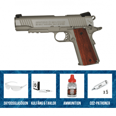 Swiss Arms Military 1911 Tactical Rail 4,5mm CO2 Blowback Starter Pack