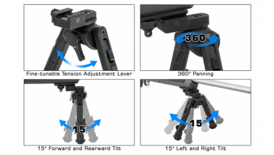 UTG Recon 360 TL Bipod Picatinny 169 - 238mm